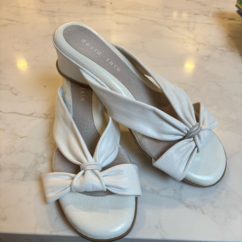 David Tate sandals. White leather uppers. Size 10 WW (wide)